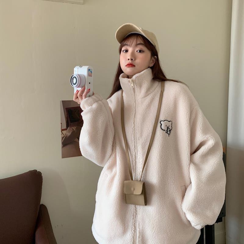 2025秋冬新款韩版仿羊羔毛外套女宽松洋气可爱休闲小个子外套女