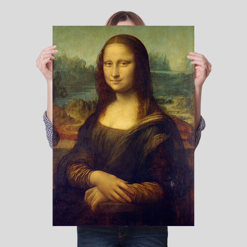 世界名画达芬奇蒙娜丽莎的微笑油画布画芯 客厅实木框画装饰壁画