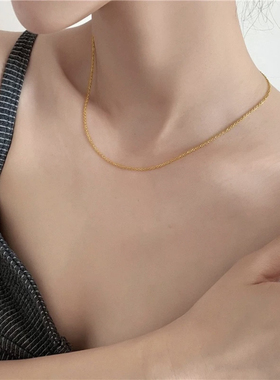 钛钢项链不掉色时尚百搭素链闪亮细小项链可挂吊坠锁骨链XL315