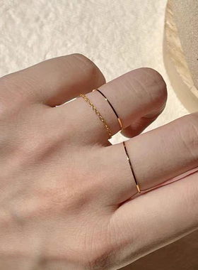 钛钢戒指 不掉色轻奢高级感极细0.5mm素圈戒指简约个性JZ058