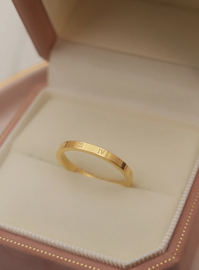 钛钢戒指 不掉色百搭时尚罗马数字戒指小众简约高级感素圈JZ035