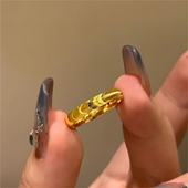 钛钢戒指 猫眼戒指素圈波纹指环时尚 简约实心情侣对戒指环JZ062