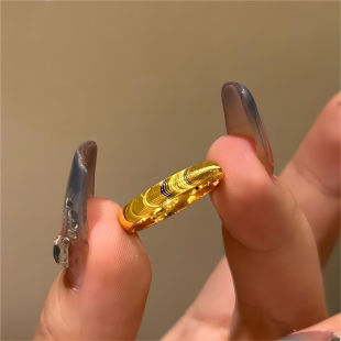 钛钢戒指 简约实心情侣对戒指环JZ062 猫眼戒指素圈波纹指环时尚