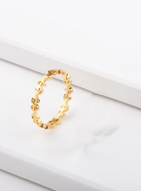 钛钢戒指 不掉色欧美美元链条戒指简约时尚个性时尚食指戒JZ056