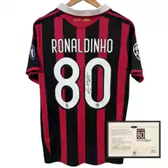 09-10 AC Milan Ronaldinho Retro Home Signed Jersey Printed Autograph Soccer Jersey