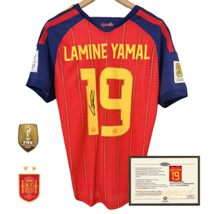 26西班牙主场亚马尔 主场签名球衣印签足球服短袖 yamal jersey