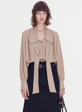 Facade pattern宋慧乔朴敏英同款衬衫上衣女夏款设计师长袖衬衣