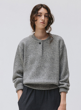 facade pattern羊驼毛针织衫女秋冬慵懒宽松显瘦加厚保暖圆领毛衣