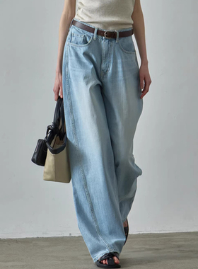 facade pattern牛仔裤女春夏秋新款韩高腰显瘦宽松阔腿直筒长裤子