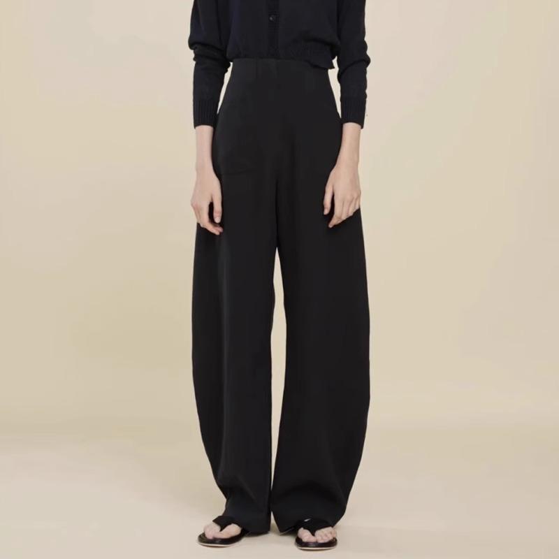 阔腿裤女弧形高腰镰刀裤长裤