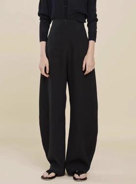 facade pattern阔腿裤女2025年夏季新款亚麻极简弧形镰刀裤长裤