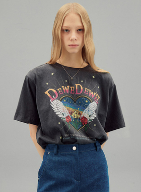 facade pattern短袖T恤女韩国春夏新款复古休闲翅膀印花套头上衣