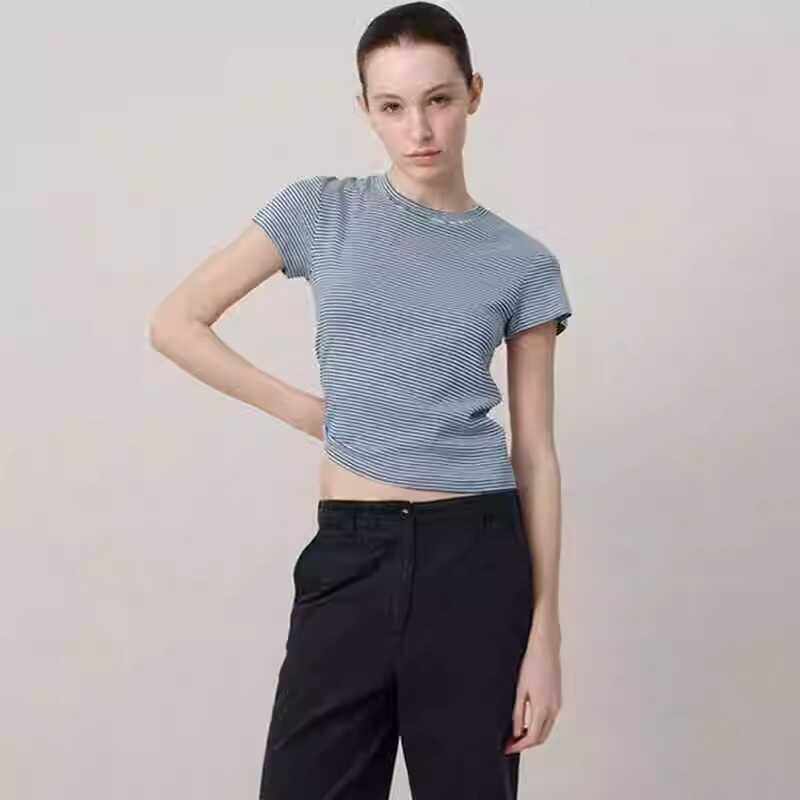 2024春夏新款圆领条纹t恤