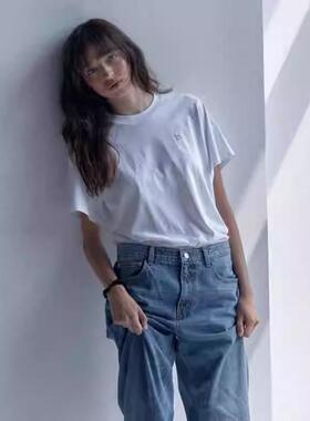 facade pattern小众四色短袖T恤女夏季新款纯棉刺绣logo短袖上衣