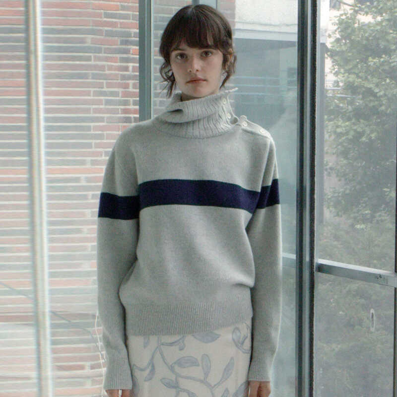 高领毛衣秋冬新款韩条纹针织衫