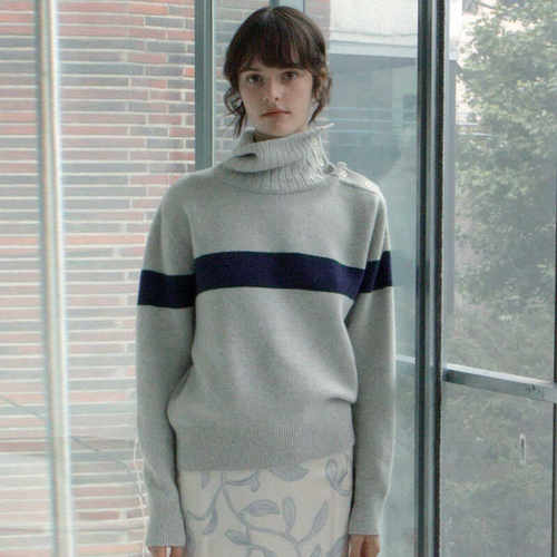 高领毛衣秋冬新款韩条纹针织衫