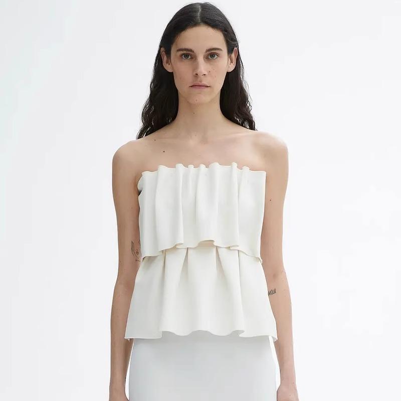 抹胸背心女设计感修身褶皱上衣