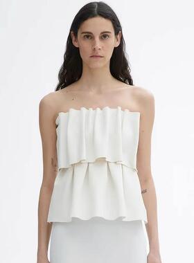 facade pattern抹胸背心女2025夏季新款设计感小众修身褶皱上衣