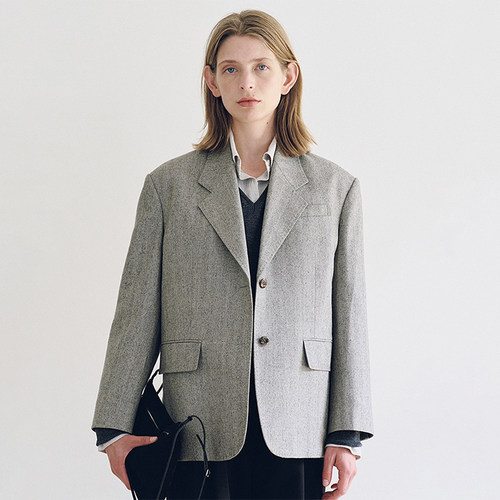 灰色西装外套女高级款羊毛西服