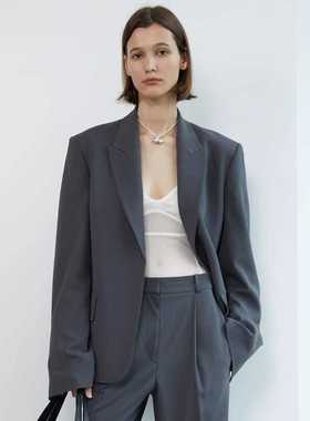 Facade pattern西装外套女春季新款设计感小众休闲灰色西服上衣