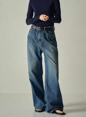 Facade pattern牛仔裤女秋冬新款设计师小众阔腿裤拖地裤长裤子