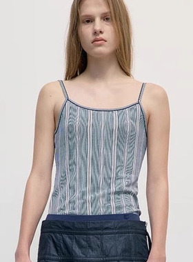 facade pattern背心吊带女夏季新款韩修身细肩带条纹百搭针织上衣