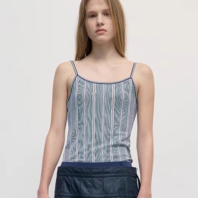 背心吊带女细肩带条纹针织上衣