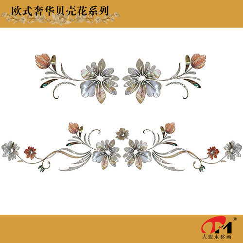 欧式贝雕水移画白色家具装饰贴花