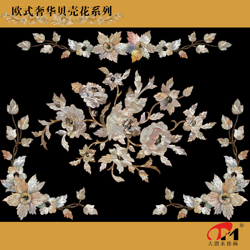 欧式贝雕水移画家具橱柜餐桌装饰