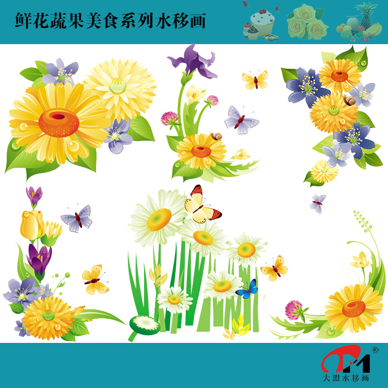 清新手绘花水移画田园家具瓷砖贴