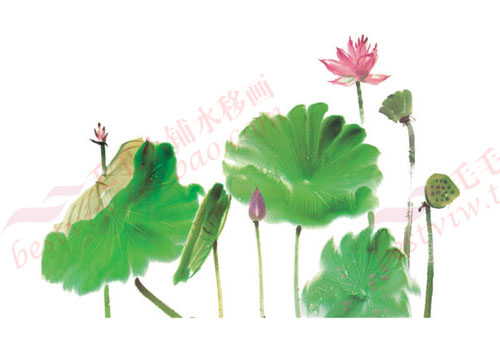 1 中国画水墨荷花水移画家具花古筝贴花浴室厨房瓷砖贴