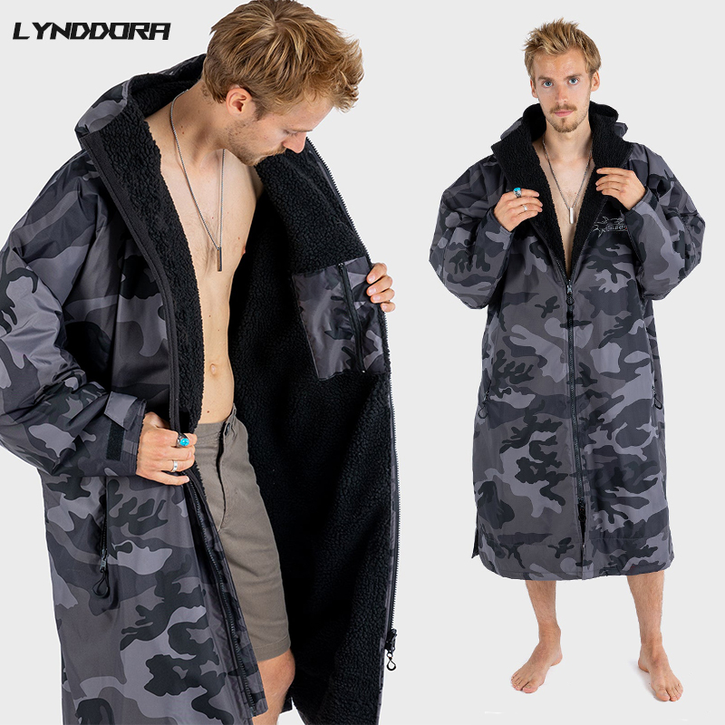 加厚保暖户外冬泳换衣浴袍巾斗篷