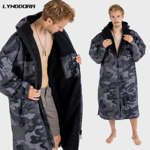 加厚保暖户外冬泳换衣浴袍沙滩浴巾冲浪游泳浮潜水斗篷可穿式浴衣