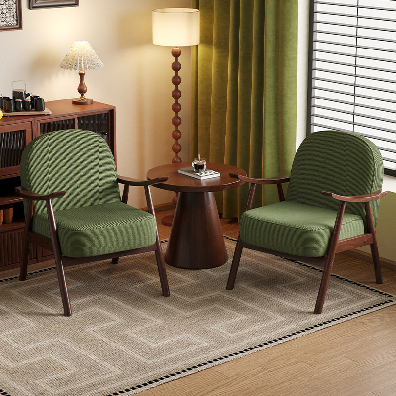 侘寂风单人沙发椅阳台休闲椅子轻奢高级沙发边椅洽谈椅小户型躺椅