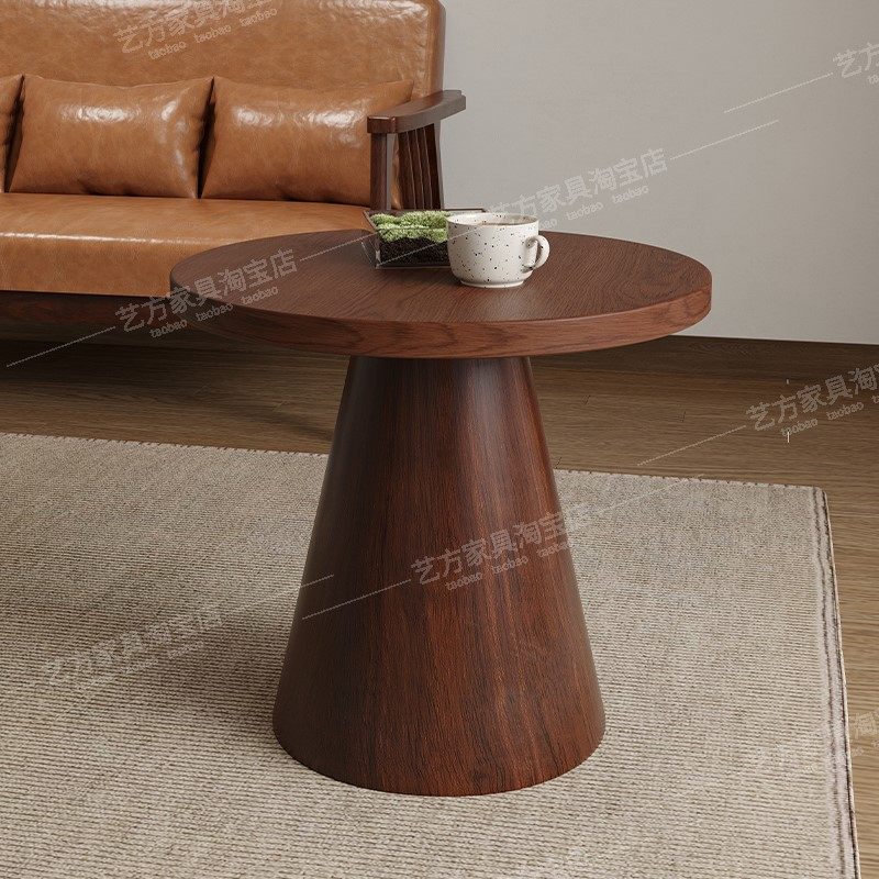 客厅2026新款沙发侧边轻奢高级感边几茶几可移动实木艺术感小圆桌