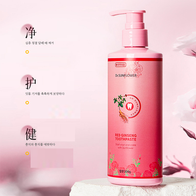 【电视购物同款】韩国进口DR.SUNFLOWER红参牙膏200g/瓶