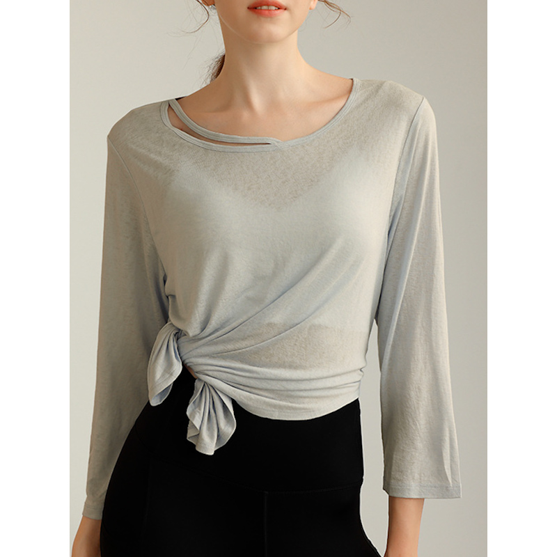 训练长袖针织松弛感不对称扭结