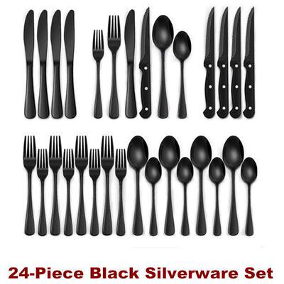 Black Silverware Set Tableware Cutlery Set Flatware Knives