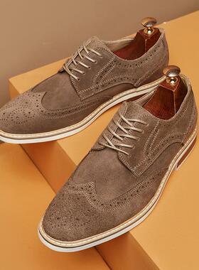 Genuine leather cow suede business men leather shoes 男皮鞋