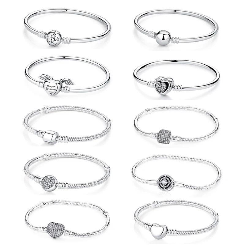 Original 925 Sterling Silver Bracelets Bangles Crystal Ball
