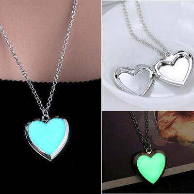 Glow in the Dark Necklace for women Photo Locket vintage Flu