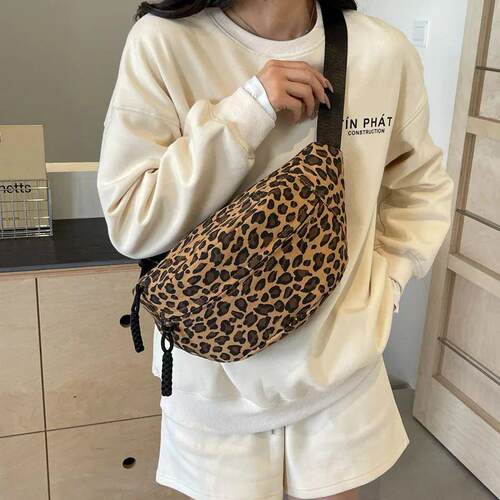 Fashion Leopard Print Waist Bag Set Trend Fanny Pack Woman