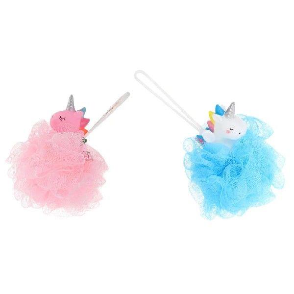 2 Pcs Unicorn Bath Ball Mesh Shower Balls Sponge Powder