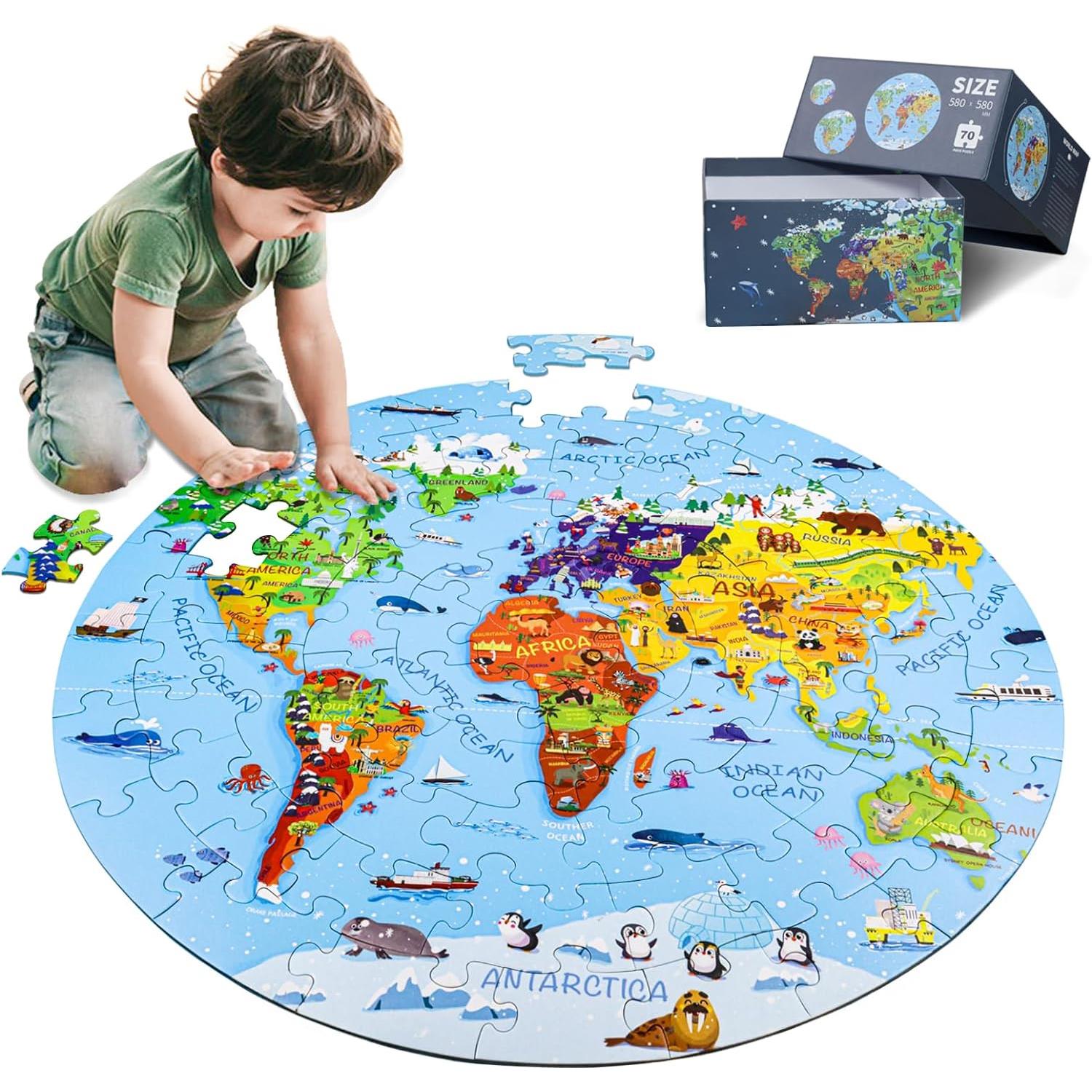Globe world map puzzle Jigsaw Puzzle toys for Kids 4-8拼图