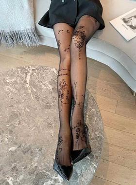 Women Sexy Tights With Patterned Tattoos Pantyhose Inscripti
