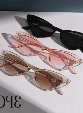 3副/套小猫眼太阳镜女人可爱瘦C
