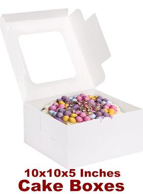 Cake Boxes White Square Bakery Containers with Window Bakery