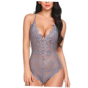 Tone Neck Strap Bodysuit吊带蕾丝V领紧身连体衣 Lace Solid