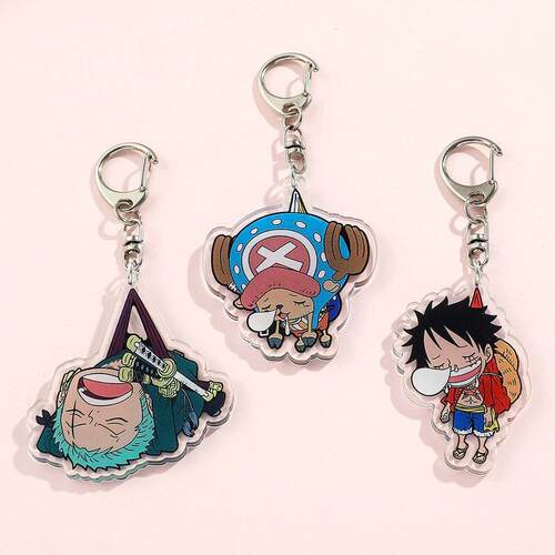 Anime ONE PIECE Keychain Cartoon Figure Monkey D Luffy Roron