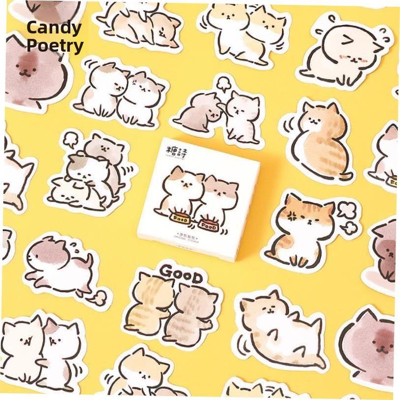 45 Pcs Kawaii Cat Stickers Aesthetic Stationary Cute Sticker